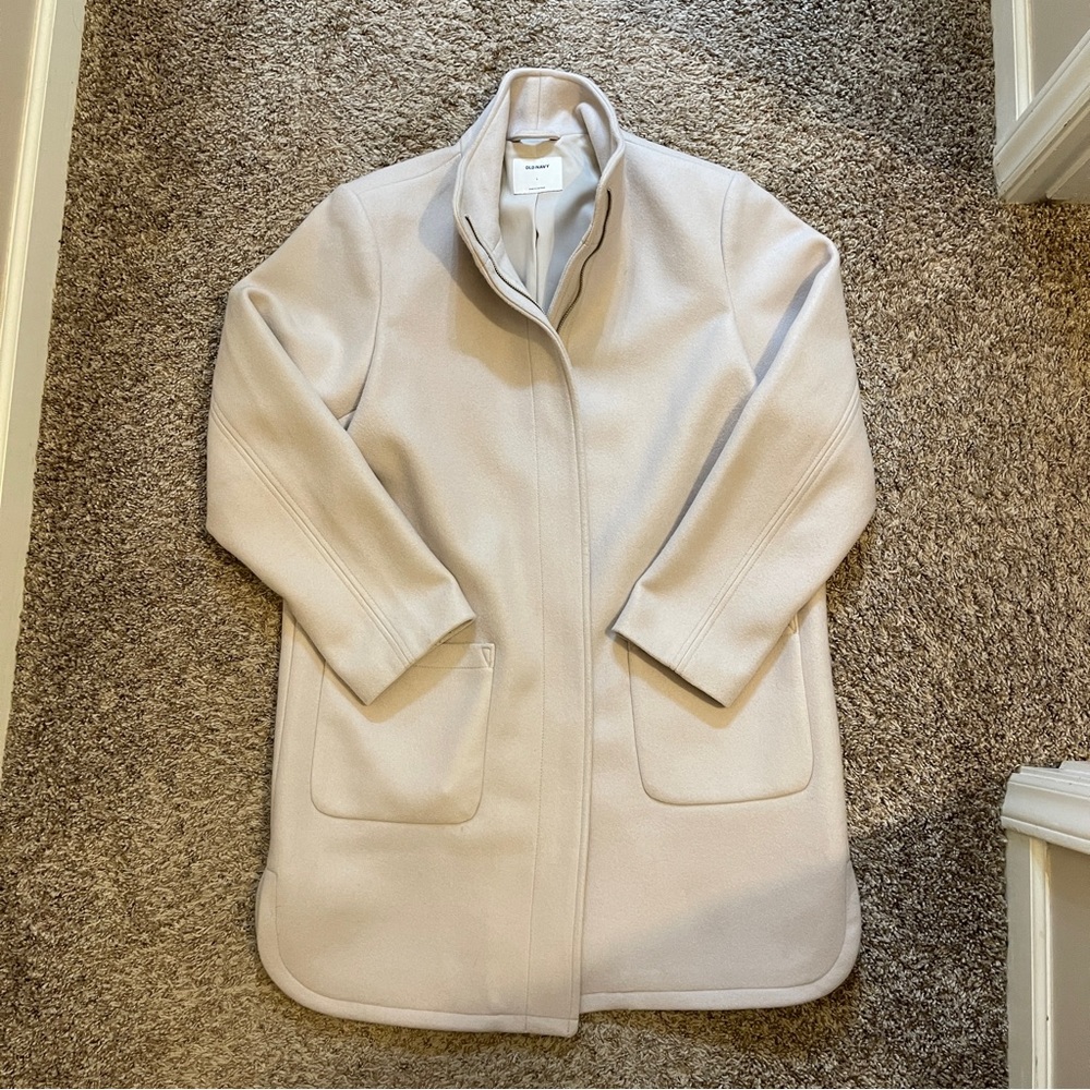 Thigh length full zip peacoat